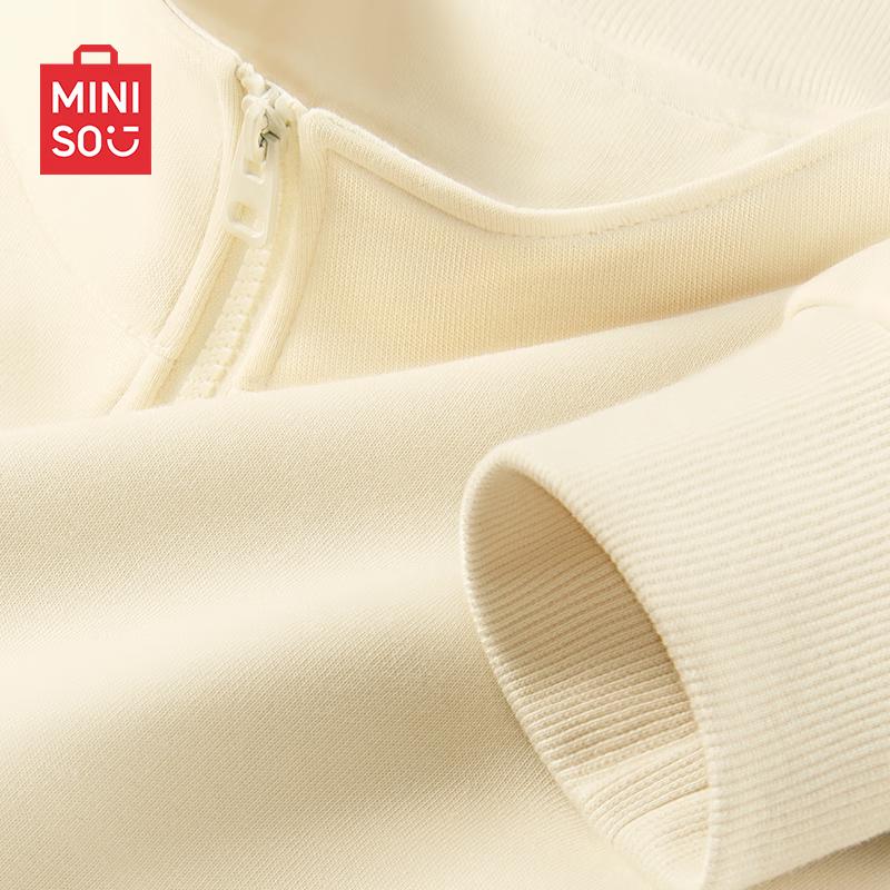 MINISO Men's Fleece Lined Half-Zip Stand Collar Sweatshirt