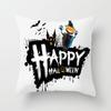 New Halloween Black and White Skull Pumpkin Printed Peach Leather Velvet Pillowcase Sofa Office Cushion Cover