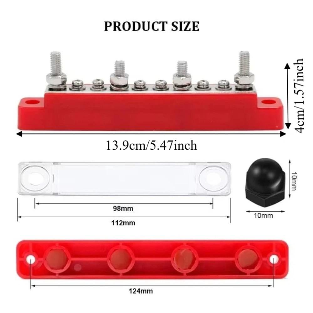 M6 Stud Power Distribution Block Waterproof Bus Bar Accessories Power Current Distributor Camper