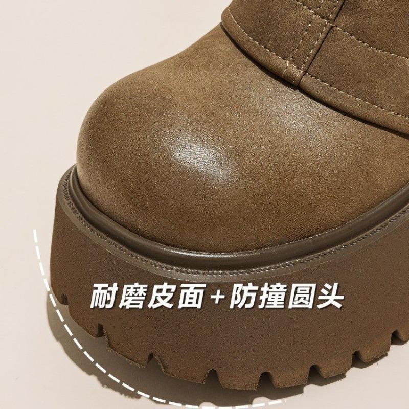 Muffin thicksoled heightening medium boots women's new small trouser boots are thin, sweet and cool Spice Girls short boots
