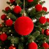Wholesale Plastic Velvet Ball Pendants Flocked Christmas Balls Xmas Tree Hanging Ornaments New Year Wreath Party Decorations