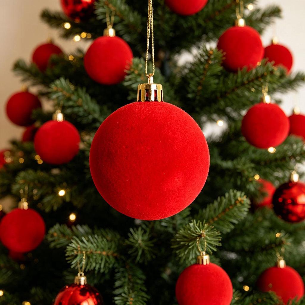 Wholesale Plastic Velvet Ball Pendants Flocked Christmas Balls Xmas Tree Hanging Ornaments New Year Wreath Party Decorations