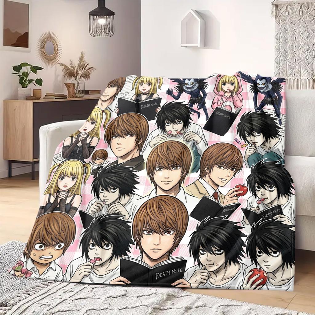 Death Note Flannel Blanket Colorful Print For Home Sofa Bed Chair Picnic Travel -HE11