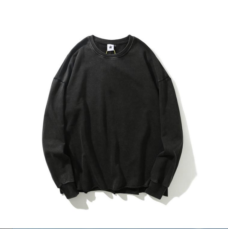 Unisex Distressed Drop Shoulder Crew Neck Sweatshirt - Autumn/Winter Trend