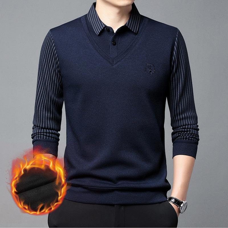 Зимний новый стиль плюс флисовый поддельный мужской теплый топ среднего возраста — фото 6