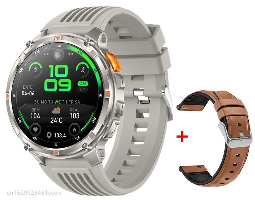 Herren HT33 Smartwatch 1,7 Zoll LED-Taschenlampe BT-Anrufe Outdoor-Sport Kompass Gesundheitsüberwachung 1100mAh Großer Akku Smartwatch