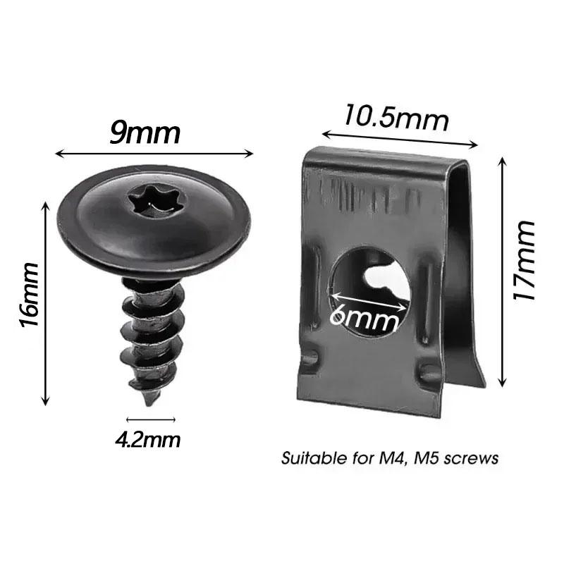 Self Tapping Screws Metal Fastener Clip for Car Motorcycle U-Type Clip with Screw Anti-rust Protection Clip Screw Iron Sheet Kit