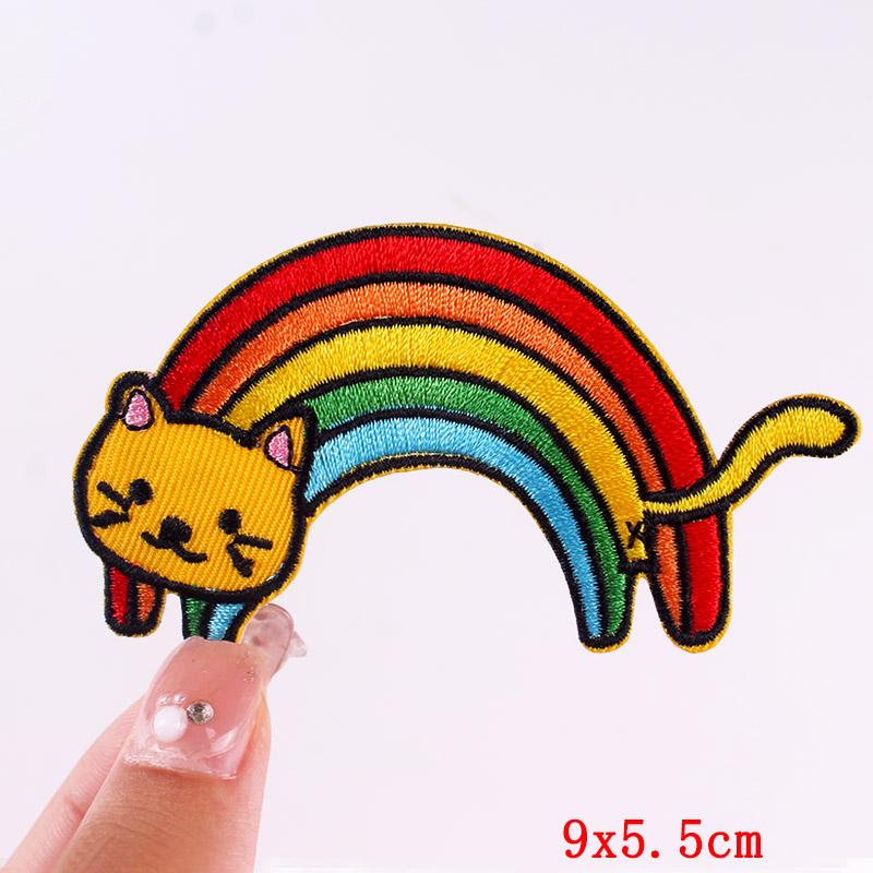 Regnbåge/BokstavsPatch Planet/UFO BroderiPatch Stryk på Patchar För Kläder Tecknad Broderad Patch På Kläder Strykning DIY