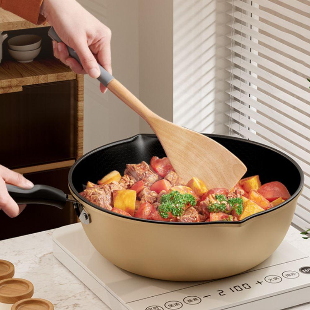 Honeycomb Pattern Frying Wok Scratch Resistant Cooking Pot Non-Stick Frying Pan  Stove