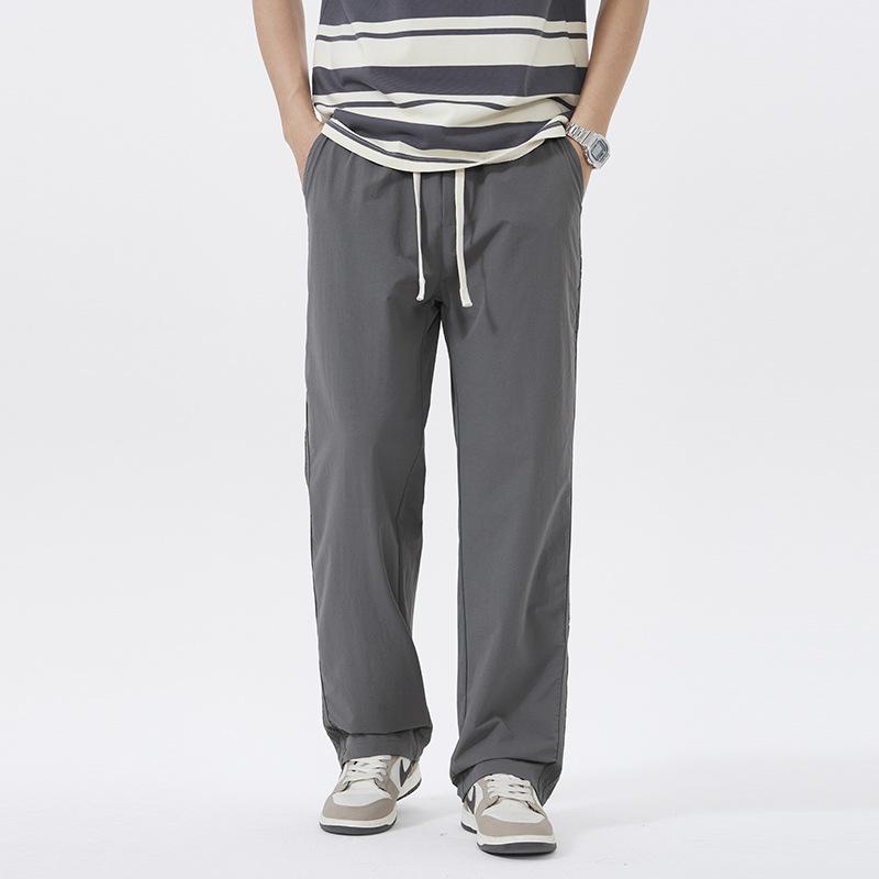 G Elastic Quick-drying Ice Silk Cool Casual Pants Men's New Summer Elastic Waist Loose Straight Trousers