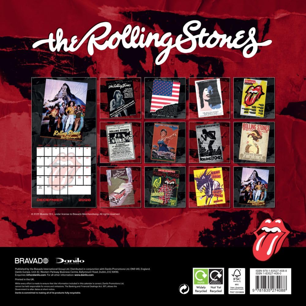 The Rolling Stones 2026 Square Wall Calendar