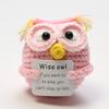 Handmade Knitting Owl Hug Pocket Doll With Card Home Room Decor Kawaii Mini Animal Plush Dolls Home Decoration Christmas Gift