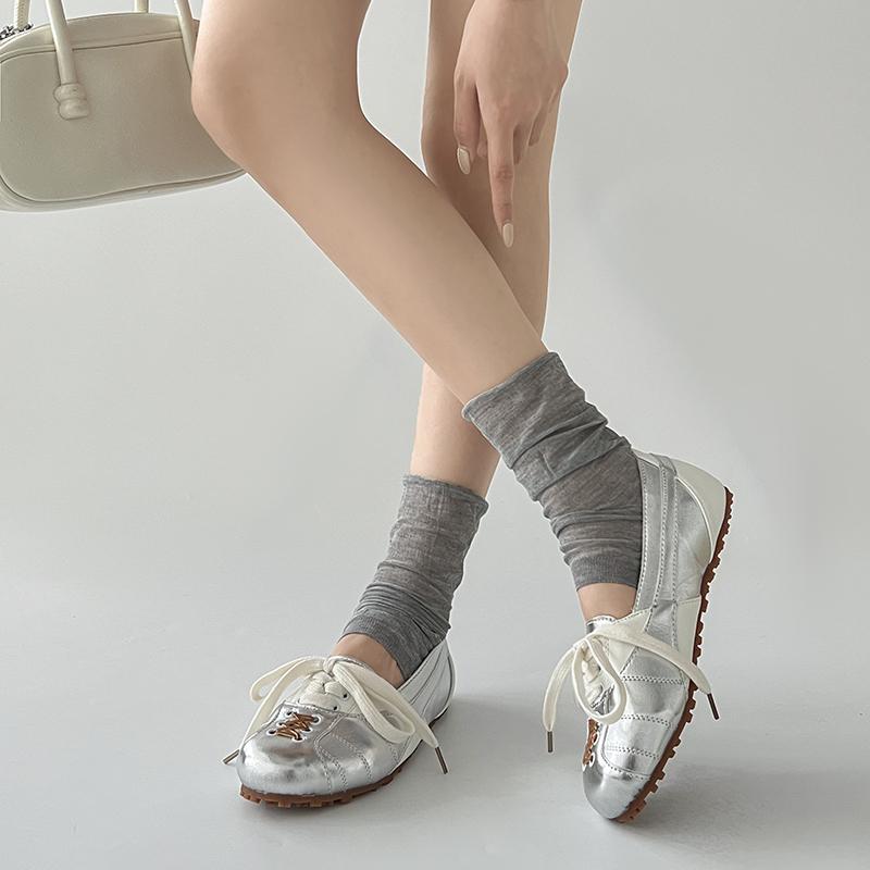 Fashion Fall New Flat Single Shoes Women's Fashion Color Block Super Light Soft Sole Front Lace-up Anti-slip Sneakers