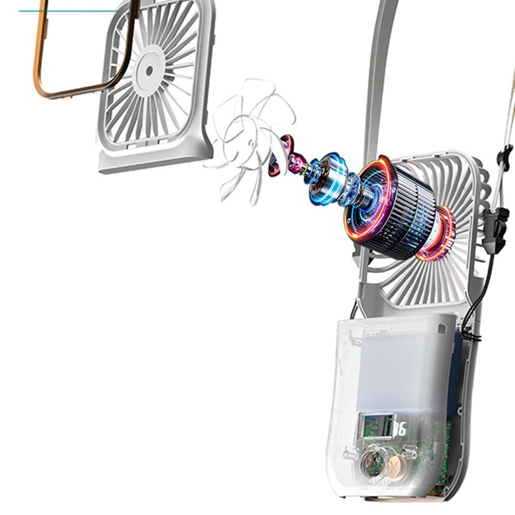 Portable Neck Fan USB Rechargeable Cooling Fan Digital Display Mini Ventilador Folding Hanging Neck Cooler Mute Neckband Fan