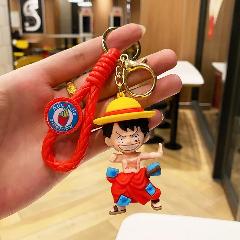 Anime One Piece Keychain Luffy Zoro Nami Chopper Silicone Model Pendant Backpack Decorative Cute Doll Car Carry Mini Lightweight Portable