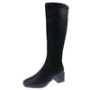 Long Tube Women'S Knee-Length Cotton Boots Autumn New All-Match Square Toe Plus Fleece High Tube Block Heel Skinny Boots