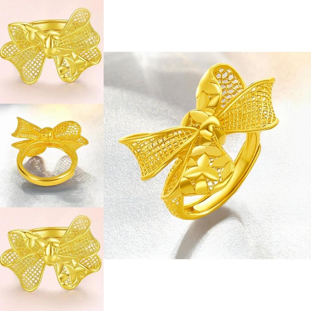 Trendy Gold Plated Butterfly Ring For Women Featuring Adjustable Floral Style