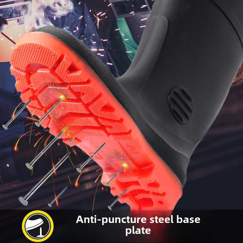 Men's Waterproof Steel Toe Anti-Slip Rain Boots for Construction and Mining