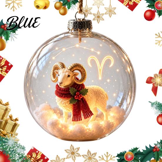 Acryl-Ornamente für Wandleuchte Leuchtendes Sternzeichen Weihnachtsornament Leuchtendes Schild Kugel mit Warm-LED Feiertagspartyzubehör 3D Klar Hängender Anhänger