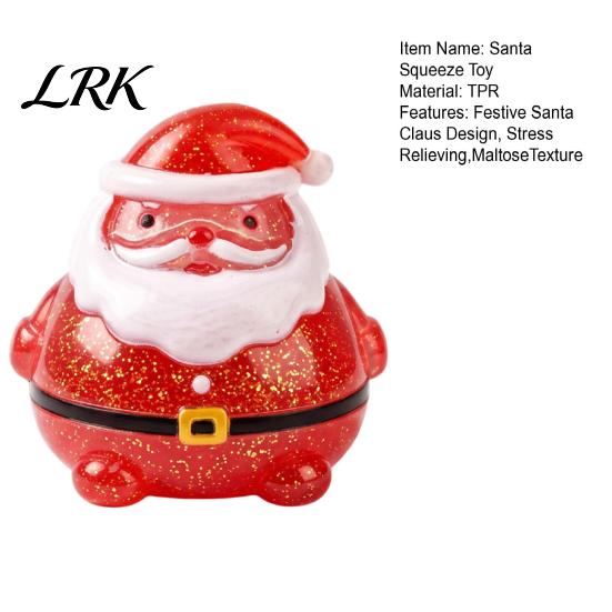 Creative Santa Claus Figures Squeeze Toy, Slow Rising Maltose Stress Relief Fidget with Holiday Party Favors Glitter, Soft TPR Christmas Pinch Fun Toy