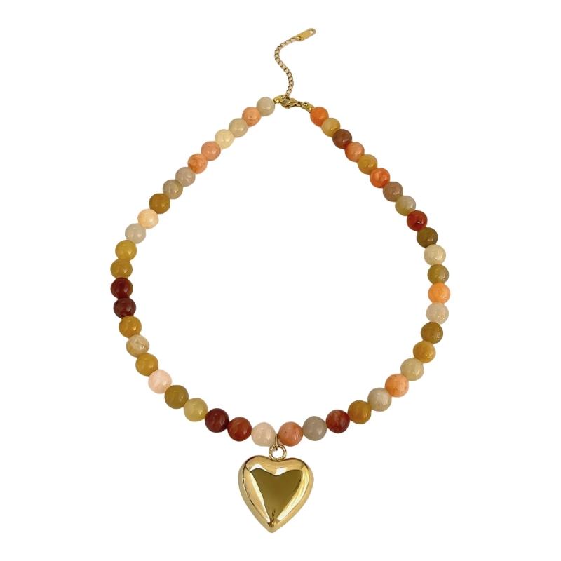 

Modern Women Necklace Featuring a Gold Plated Heart Pendant Beaded Chain Necklace Trendy Women Necklace for Any Occasion 1