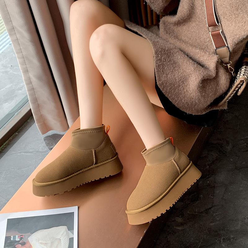 Damesko Stor Størrelse Myk Såle Vinter Varm Pels En Anti-skli Snøstøvler Vattert Fôret Ankelstøvletter Utendørssport Bomullsstøvler