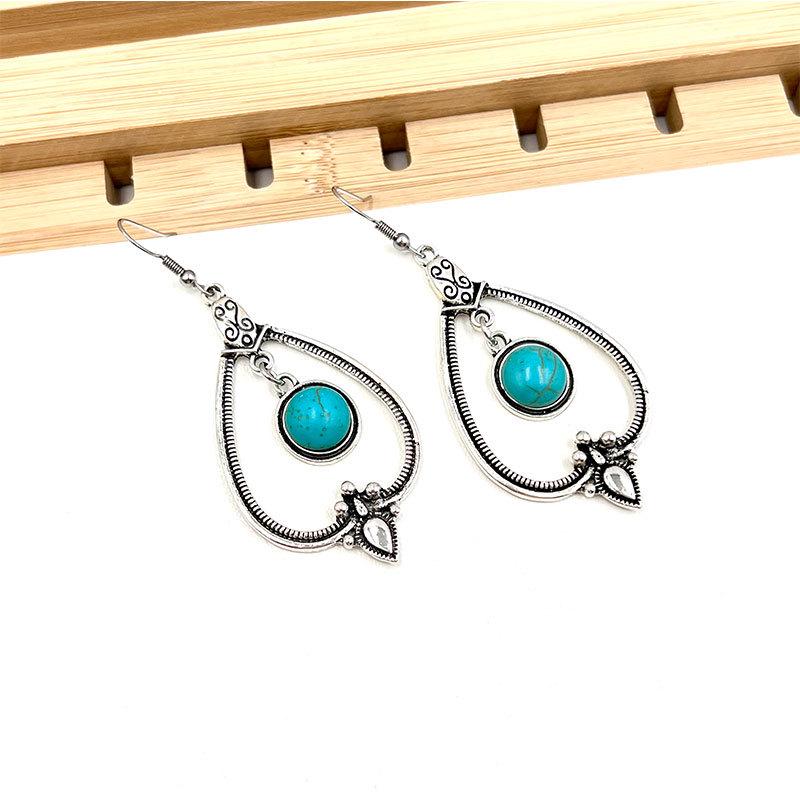 Bohemian Retro Ethnic Turquoise Earrings Set for Women