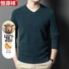 Hengyuanxiang Men's V-Neck Pure Wool Sweater