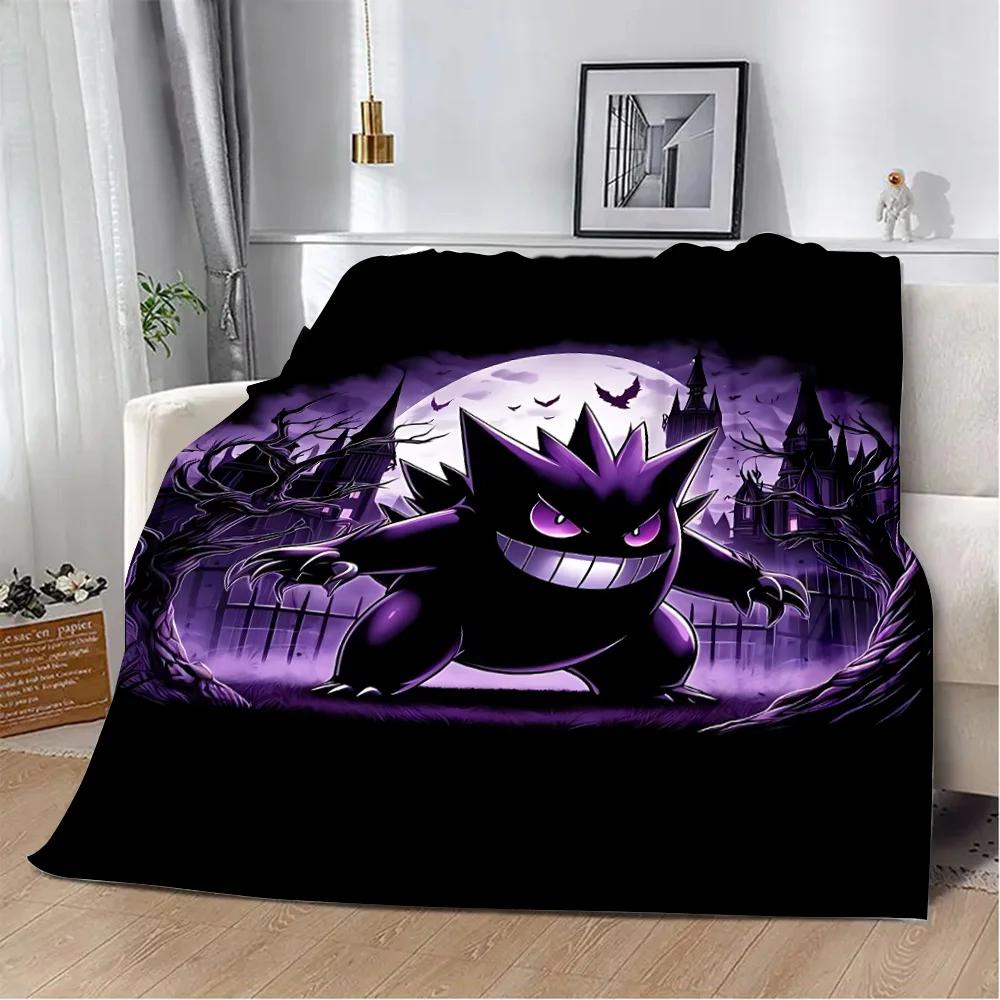 Anime Pokemon Gengar HD Cartoon Printed Blanket Picnic Blankets Warm Blanket Soft and Comfortable Blanket Home Travel Birthday