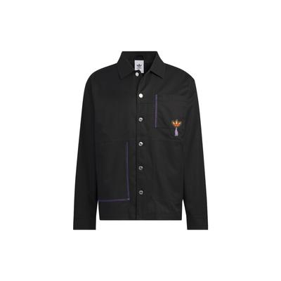 Originals Logo Embroidered Print Single-Breasted Long Sleeve Jacket Unisex Jackets Black IK8659