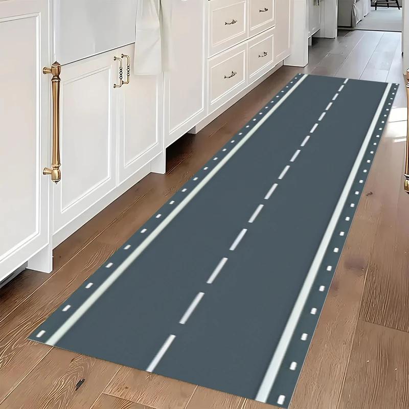 VIKAMA Airport Runway Runner, Non-Slip Hallway Rug, Modern Industrial Design Carpet for Home & Entryway Decor