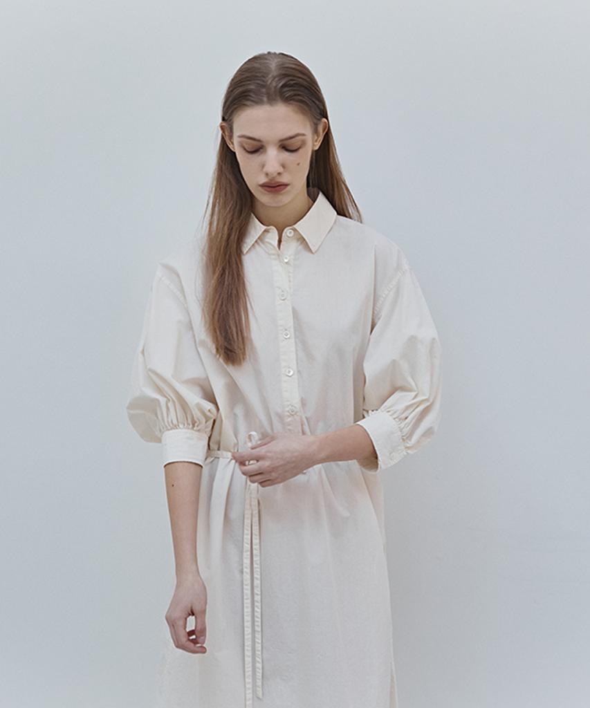 Leopeusaideuhwaiteulabel Natural Half Shirt Dress Ecru