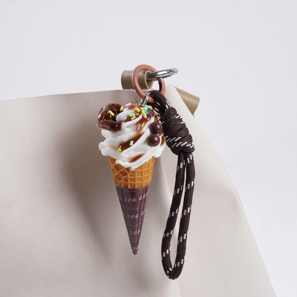 Cute Realistic Dessert Pendan Cartoon Food Shaped Keyring Bag Accessories Ice Cream Key Ring  Gifts