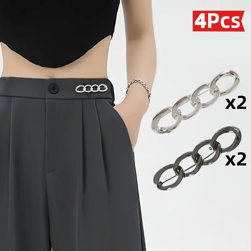 1/2/3/4/6pcs Pin Style Waist Cinching Western Pants Jeans, Adjustable Waistband, Detachable Without Nail Seams, Anti Glare Coat, Tight Skirt