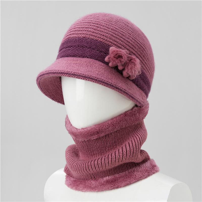 Hut Damen Herbst und Winter Fleece Warmer Hut Kältefest Gestrickter Hut Wollhut Damen