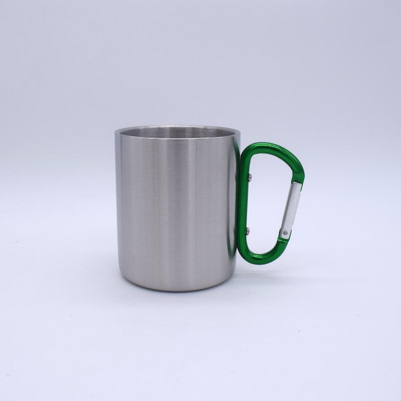 

Кемпінг Нержавіюча сталь Альпіністська пряжка Чашка Портативна Для спорту на відкритому повітрі Двошарова Кавова чашка Розмірна чашка 220ml зелений