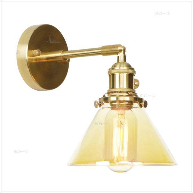 Nordic Modern Copper LED Wall Lamp Bedroom Bathroom Mirror Light Glass Ball Edison Retro Wall Lights Sconces