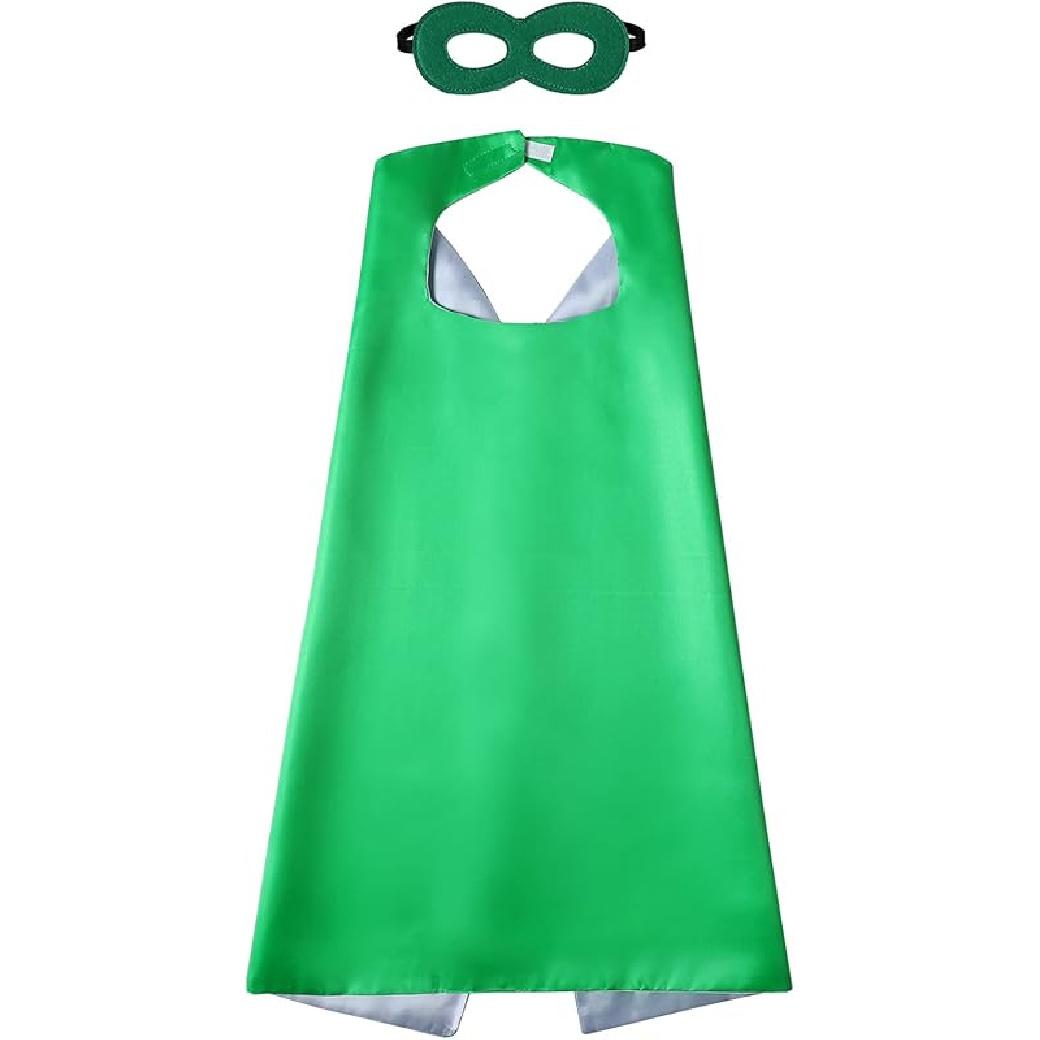 Kids Superhero Cape and Mask, Festival Fancy Dress Superhero Costumes Green-gray