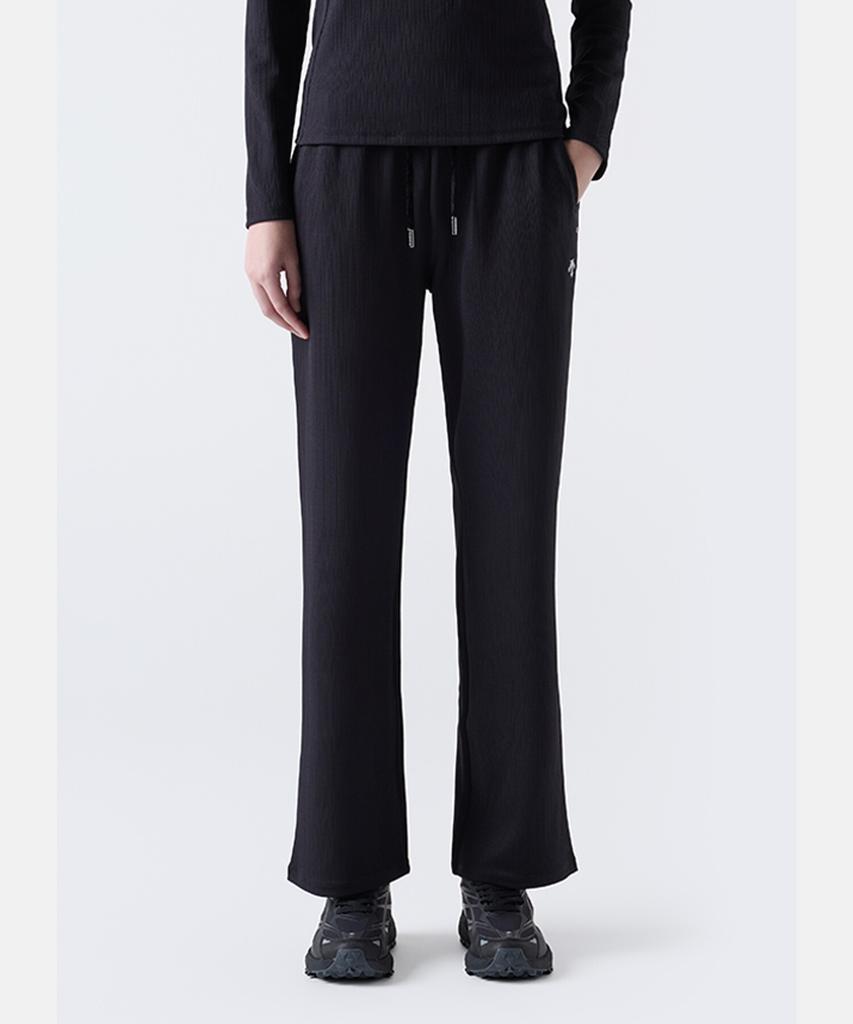 DESCENTE Women'S Training Ribbed Straight Fit Pants Black (Sq322Pkp71)
