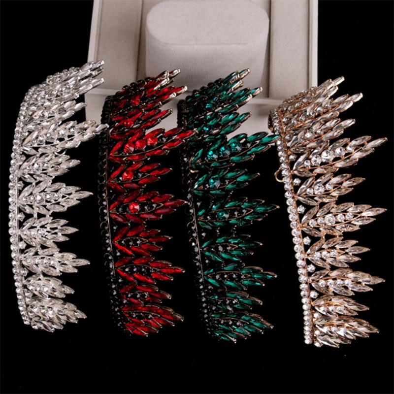 Diademi de cristal negru și roșu de lux pentru femei Bijuterii de păr de nuntă Diadem cu strasuri Coroana de mireasă Accesorii pentru mireasă