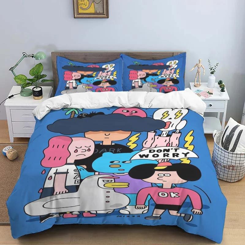 American cartoon illustration Print Polyester Bedding Sets Children or Adults for Beds Quilt Cover Pillowcase Anime bedding set