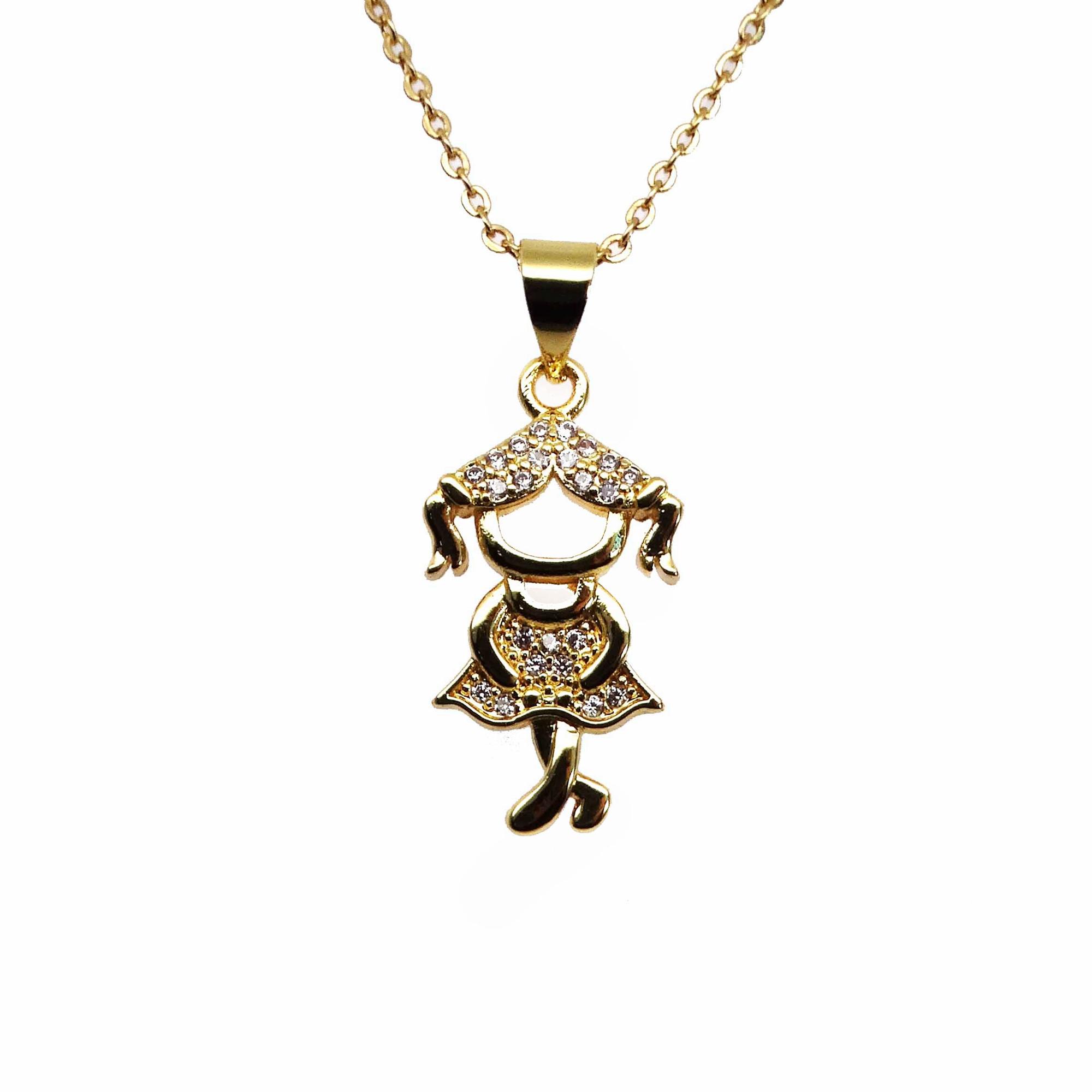 

Микро циркон Парная подвеска-ожерелье Милые мальчики и девочки Медь с золотым покрытием DIY шейная цепочка-катена Циркон