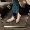 Sheepskin Version~ Exquisite Sparkling Diamond Buckle Temperament Small Pointed Head Shallow Mouth Flat Sole Single Shoes Women's Spring and Autumn