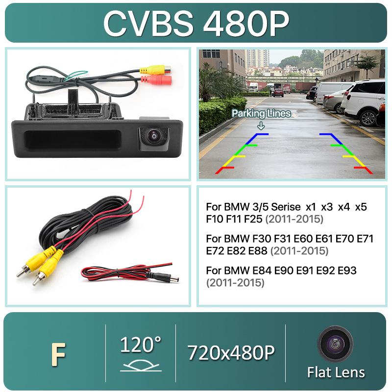 

AHD 1080P Car Rear View Trunk Handle Camera for BMW F30 F10 F11 X3 F25 F31 F46 X1 F48 F22 3 Series 5 Series Vehicle Night Vision CVBS 720x480P