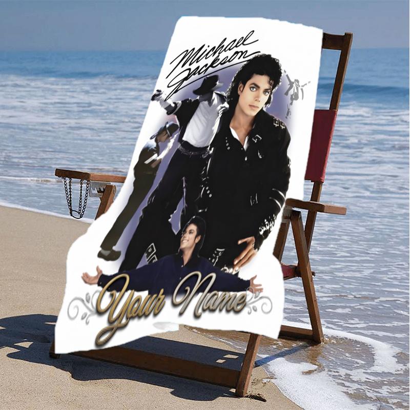 1pc Michael Jackson Beach Towel with Custom Name, Beach/Swimming/Bath/Picnic/Camping Towel, Suitable for Seaside Beaches