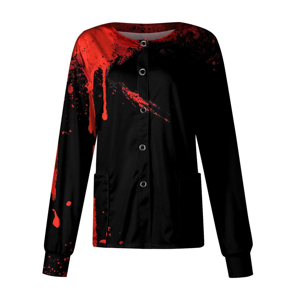 Women's Casual Long Sleeve Single Breasted  Printed Dry-nurse Top