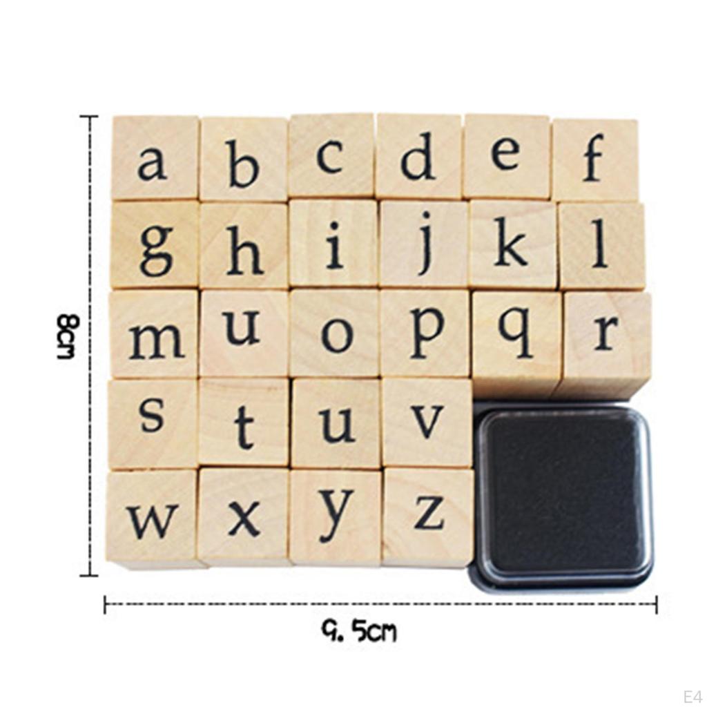 1 Set Wooden Rubber Stamps Decorative Stationery Rustic Letters Alphabets Stamp for Card Making