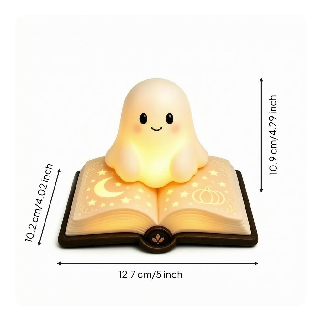 Specter Lamp with Book Base Warm Night Light Whimsical for