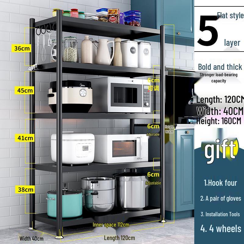 Freestanding Multi-Layer Kitchen Storage Rack for Microwave and Pots