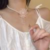 Sweet Flower Pearl Neck Chain Choker, Light Luxury Niche Lace Flower Fringed Collarbone Chain, Temperament Sweet Necklace